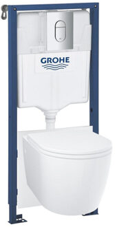 GROHE Bau toiletset diepspoel - rimless - Grohe Rapid SL inbouwreservoir - softclose toiletzitting - bedieningsplaat chroom 103849sh00 Wit glans