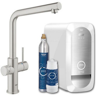 GROHE Blue Home Duo Starter Bruisendwaterkraan L-uitloop Zilver