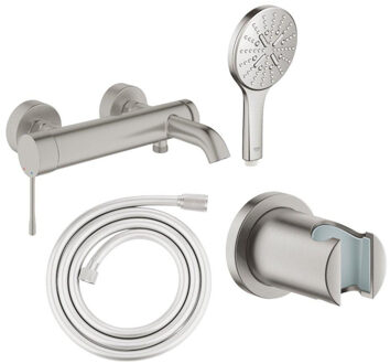 GROHE Essence Badset - badkraan - handdouche - handdouchehouder - doucheslang - supersteel brushed SW701890/SW472426/SW73279/SW862591 Chroom
