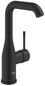 GROHE Essence New 1-gats wastafelkraan l-size m. gladde body voorsprong 12.7cm phantom black 24177kf1 Zwart mat