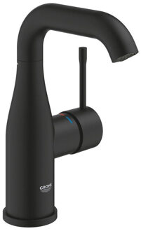 GROHE Essence New 1-gats wastafelkraan m-size m. gladde body voorsprong 11.4cm phantom black 24176kf1 Zwart mat