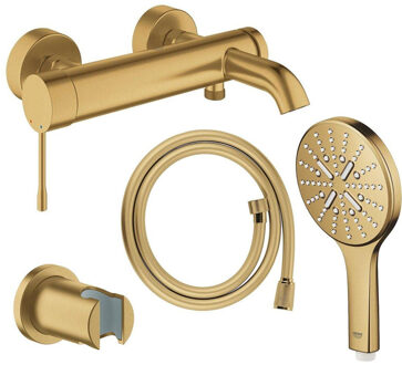 GROHE Essence New bad-/douchekraan met 3 standen handdoucheset en doucheslang brushed cool sunrise SW98781 / SW98897 / SW862663 / SW472417 Cool sunrise geborsteld (goud)