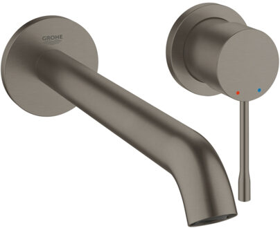 GROHE Essence New Wandgemonteerde Inbouw Wastafelkraan - afbouwdeel - zonder inbouwdeel - lange uitloop - hard graphite geborsteld (mat antraciet) - 19967AL1