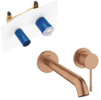 GROHE Essence New Wastafelkraan Inbouw - uitloop 23cm - L-size - met inbouwdeel - brushed warm sunset SW97516/SW28941 Warm Sunset geborsteld (koper)