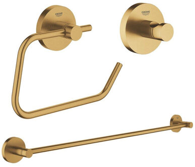 GROHE Essentials accessoireset 3-delig met handdoekhouder, handdoekhaak en toiletrolhouder zonder klep Brushed cool sunrise sw98981/sw99005/sw99029/ Cool sunrise geborsteld (goud)