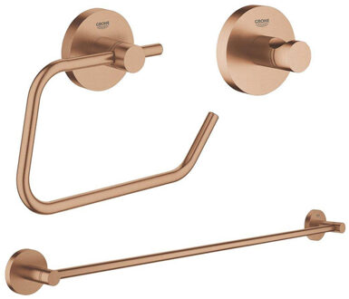 GROHE Essentials accessoireset 3-delig met handdoekhouder, handdoekhaak en toiletrolhouder zonder klep Brushed warm sunset sw98979/sw99003/sw99027/ Warm Sunset geborsteld (koper)
