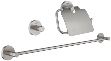 GROHE Essentials badkamer accessoireset (3-in-1) - Supersteel (rvs)