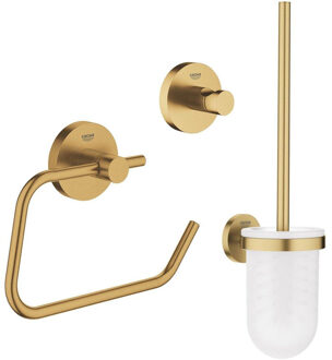 GROHE Essentials Toilet accessoireset 3-delig met toiletborstelhouder, handdoekhaak en toiletrolhouder zonder klep Brushed cool sunrise sw99005/sw99029/sw99045/ Cool sunrise geborsteld (goud)