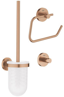 GROHE Essentials Toilet accessoireset 3-delig met toiletborstelhouder, handdoekhaak en toiletrolhouder zonder klep brushed warm sunset sw99003/sw99027/sw99043/ Warm Sunset geborsteld (koper)