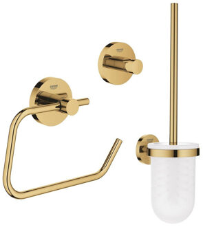 GROHE Essentials Toilet accessoireset 3-delig met toiletborstelhouder, handdoekhaak en toiletrolhouder zonder klep Cool sunrise sw99004/sw99028/sw99044/ Cool sunrise glans (goud)
