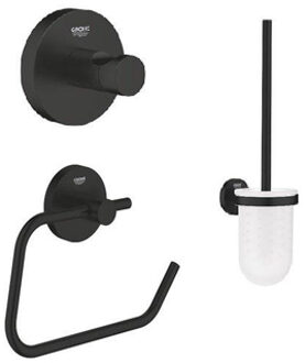 GROHE Essentials Toiletaccessoires - toiletrolhouder - zonder klep - toiletborstel - handdoekhaak - matte black SW1077308/SW1077326/SW1077335 Zwart mat