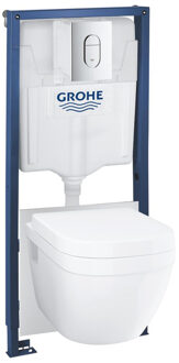 GROHE Euro Ceramic toiletset - Rapid SL inbouwreservoir - spoelrandloos - softclose zitting - bedieningsplaat chroom - glans wit 39702000