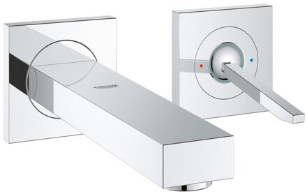 GROHE Eurocube Joy afbouwdeel voor 2 gats inbouw wandkraan M size met sprong 17.1cm chroom 19997000 Chroom glans