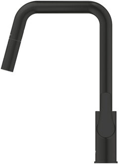 GROHE Eurosmart Keukenmengkraan - uittrekbare uitloop - 2 straalsoorten - matte black 306192430 Zwart mat