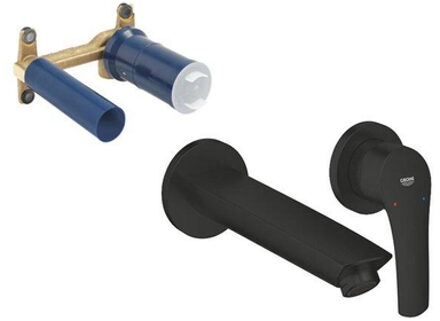 GROHE Eurosmart Wastafelkraan Inbouw - M-size - 2 gats - inbouwdeel - matte black SW1077260/SW28941 Zwart mat
