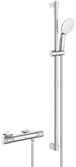 GROHE Grohtherm 1000 Performance Doucheset - thermostatische douchekraan - met rozetten - met glijstangset - 90cm - ronde handdouche - 2 straalsoorten - gladde doucheslang - chroom 34835001