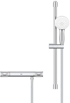 GROHE Grohtherm 1000 Performance Doucheset - thermostatische douchekraan - met tempesta glijstangset - ronde handdouche - 2 straalsoorten - gladde doucheslang - chroom 34836001
