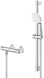 GROHE Grohtherm 500 Doucheset - thermostatische douchekraan - met glijstangset - 60cm - ronde handdouche - 1 straalsoort - chroom 34796001