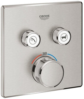 GROHE Grohtherm SmartControl Inbouwthermostaat - 3 knoppen - vierkant - supersteel 29124DC0 Supersteel geborsteld (RVS)