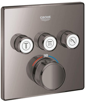 GROHE Grohtherm SmartControl Inbouwthermostaat - 4 knoppen - vierkant - hard graphite 29126a00 Hard graphite glans (antraciet)