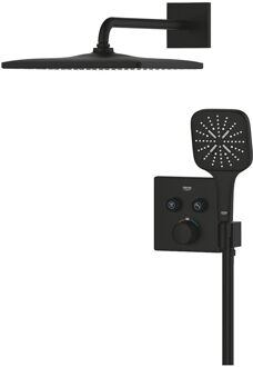 GROHE Grohtherm smartcontrol Perfect inb.therm. hoofddoucheset 31cm ph.black 34865kf0 Zwart mat