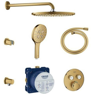 GROHE Grohtherm SmartControl Regendoucheset inbouw - hoofddouche 31cm - handdouche rond - wandarm - slang 175cm - geborsteld cool sunrise SW98832 / sw98873 / sw98897 / sw98905 / sw105953 / Cool sunrise geborsteld (goud)