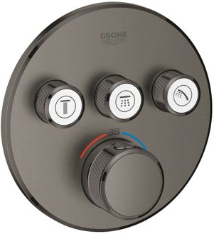GROHE Grohtherm SmartControl Thermostatiche Douchekraan - Inbouw mengkraan - Met omstelling - Rond - Hard graphite geborsteld (mat donkergrijs)