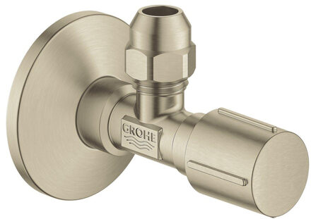 GROHE hoekstopkraan knel met teflon dichtingsring 1/2x3/8 m. metalen greep brushed nikkel 22039EN0 Nikkel geborsteld