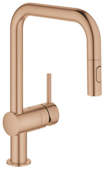 GROHE Minta 1-gats keukenkraan met draaibare U-uitloop en uittrekbare dual spray warm sunset geborsteld 32322DL2