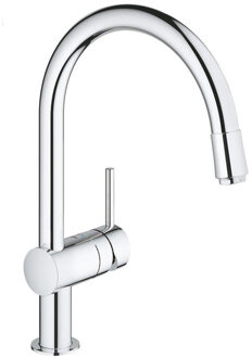 GROHE Minta Keukenkraan - C-uitloop - met uittrekbare handdouche - 1 straalstand - chroom - 32918000