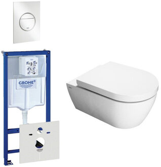 GROHE QeramiQ Salina toiletset bestaande uit inbouwreservoir, toiletpot, toiletzitting en bedieningsplaat wit 0434353/0729205/sw1271/