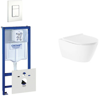 GROHE QeramiQ Salina Toiletset - inbouwreservoir - spoelrandloos - wandcloset - softclose - bedieningsplaat verticaal/horizontaal wit 0720003/0729205/sw96855/sw96857/