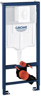 GROHE Rapid SL 3-in-1 Inbouwreservoir set - Voor een hangend toilet - 1,13m - Muurbeugels - Met witte bedieningsplaat