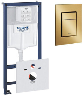 GROHE Rapid SL inbouwreservoir inclusief GROHE Skate cosmopolitan bedieningsplaat S-size Geborsteld Cool Sunrise 0729205/sw107647/sw242307/ Cool sunrise geborsteld (goud)