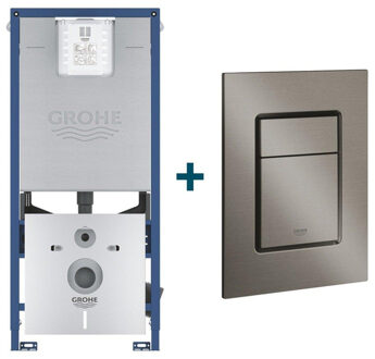 GROHE Rapid SLX inbouwreservoir met 3-in-1 set frame inclusief GROHE Skate cosmopolitan bedieningsplaat Geborsteld Hard Graphite sw242311/sw336183 Hard graphite geborsteld (antraciet)