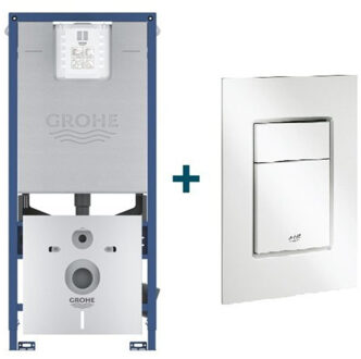 GROHE Rapid SLX inbouwreservoir met 3-in-1 set frame inclusief GROHE Skate cosmopolitan bedieningsplaat wit sw107662/sw336183 Wit glans