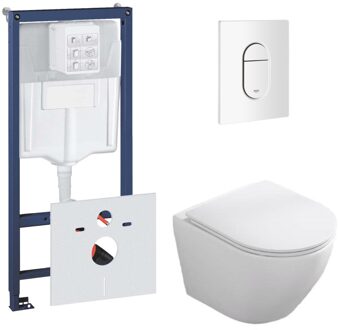 GROHE Rapid toiletset met Saniclear Itsie mat witte toiletpot randloos met softclose zitting
