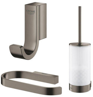 GROHE Selection Toiletaccessoires - closethouder - zonder klep - closetborstelset - handdoekhaak - hard graphite geborsteld (antraciet) SW444311/SW444378/SW444153