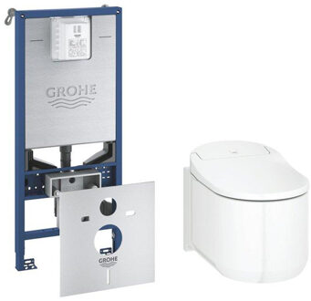 GROHE Sensia Arena Douche WC set - inbouwreservoir geintegreerde netspanning- en douchewc aansluiting - diepspoel - spoelrandloos - met zitting - glans wit 39354SH1 / 39598000 Wit glans