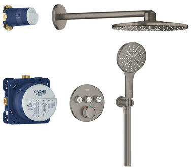 GROHE Smartcontrol Thermostatisch Inbouw Douchekraan Shower-Set Rond Hard Graphite Geborsteld Grijs