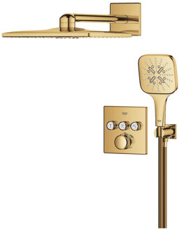 GROHE Smartcontrol Thermostatisch Inbouw Douchekraan Shower-Set Vierkant Cool Sunrise Geborsteld Goud