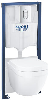 GROHE Solido Compact 4-in-1 toiletset met hangend toilet - incl. wandcloset, wandmontageset, bedieningsplaat - 1.13m installatiehoogte