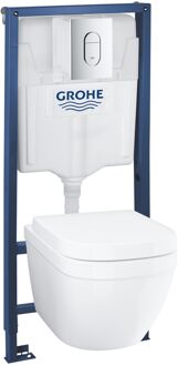 GROHE Solido Compact 4-in-1 toiletset met hangend toilet - incl. wandcloset, wandmontageset, bedieningsplaat - 1.13m installatiehoogte