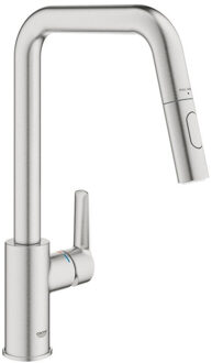 GROHE Start QuickFix Keukenkraan - met uittrekbare handdouche - met dual spray - voorsprong 22.1cm - supersteel 30631DC0 RVS geborsteld