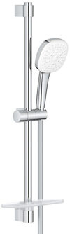 GROHE Tempesta 110 Cube Glijstangset - 60cm - vierkante handdouche - 3 straalsoorten - gladde doucheslang - met zeephouder - chroom 27576003