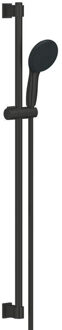 GROHE Vitalio Start 110 Glijstangset - 90cm - ronde handdouche - met 2 straalsoorten - gladde doucheslang - mat zwart 269542431 Zwart mat