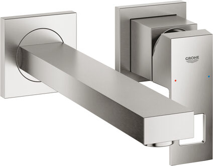 GROHE Wastafelmengkraan GROHE Eurocube 2-Gats Wand 230 Mm Supersteel RVS