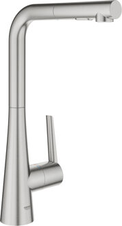 GROHE Zedra Keukenkraan - Uittrekbare sproeikop - 2 straalstanden - 360 graden draaibaar - RVS - 32553DC2