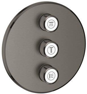 Grohtherm SmartControl - Drievoudig opbouwdeel - Volume (stopkraan) - Rond - Hard Graphite geborsteld (mat antraciet)