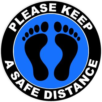 Grond Teken Geïsoleerde Label Openbare Behang Houd Wachten Hier Staan Hier Houden 6ft In Tussen Afstand Marker Floor pape Blauw